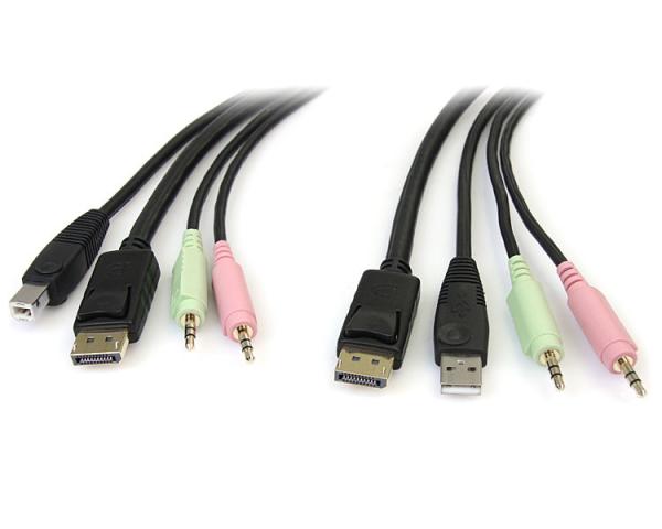 Quality 6ft 4in1 USB DisplayPort KVM Switch Cable w/ Audio & Microphone for sale