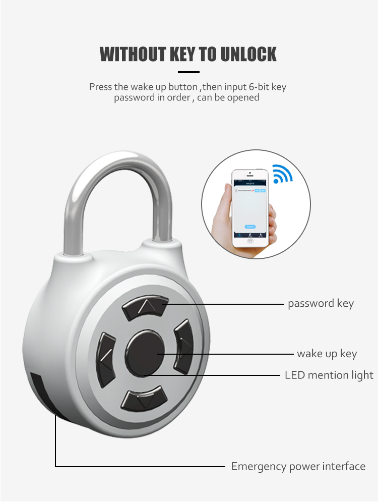 OEM Acceptable Led Light Display Keyless Smart Bluetooth Pad Lock