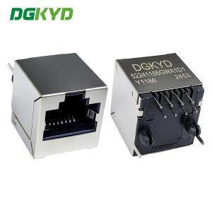 China RJ45 Vertical Connector With 180 Degree Ethernet Port, 8P8C With Light And Shielding DGKYD52241188GWA1D1Y1188 on sale
