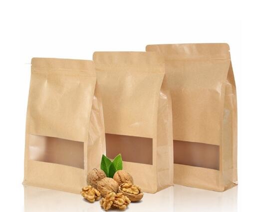 Food Grade Moisture Proof Resealable 1Kg Customized Brown Packaging Paper Flour Bags With Zipper Tear Notch
