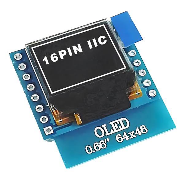 0.66 Inch IIC OLED Display 16 Pin With 64x48 Pixels, White/Blue Fonts Ultra-Low Power OLED Display