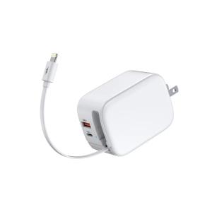 China 2024 new design product 3in1 Phone GaN Fast Charger 45W 8Pin Ports With Retractable Cables on sale