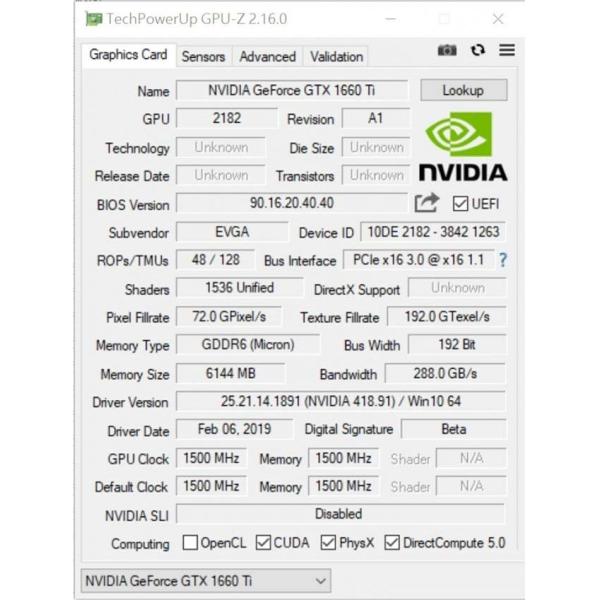 PCWINMAX GeForce GTX 1660 Ti 6GB GDDR6 192bit Video Card 1080P 2K 1770MHz PC Card HD DP DVI Output 1660Ti GPU