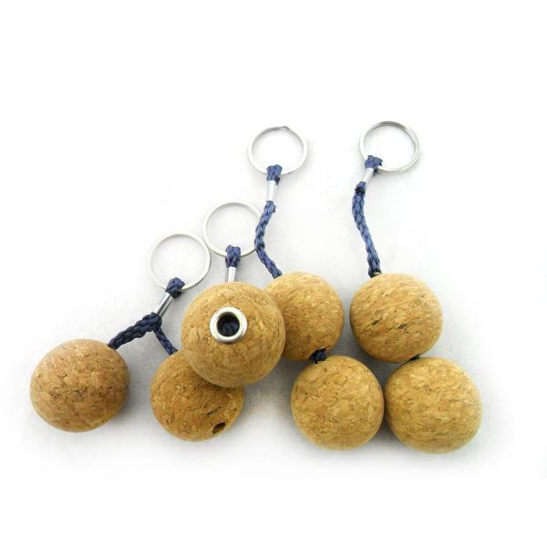 Amazon Hot Sell 60mm Cork Ball Floating Keyring in Navy Blue Color and Customized Size