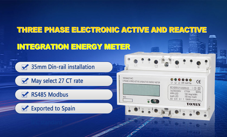 Three phase din rail m-bus active and reactive infrared kwh energy meter with CT