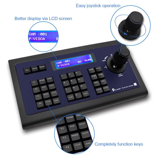 Quality Wired Joystick PTZ Keyboard Controller 1200bps To 19200bps for sale