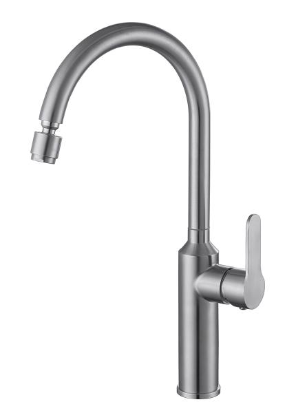 Quality Chrome 304SS Single Handle Kitchen Faucet Mixer Cold And Hot for sale