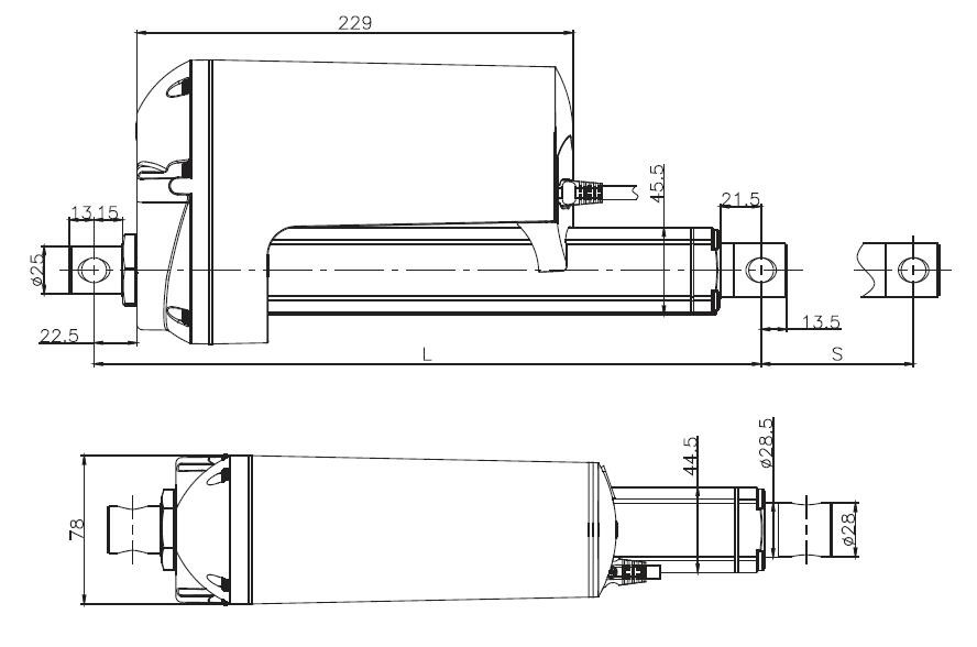 12volt /24volt heavy duty linear actuators 100mm travel, 700kg, IP65