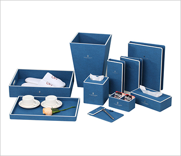 hotel leather sets blue / white pu compedium folder for 5-star hotel guest supply