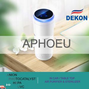 CAR air purifier and sterilizer with UVC led lamp + photocatalyst filter, Anion, HEPA filter clean the air in your car