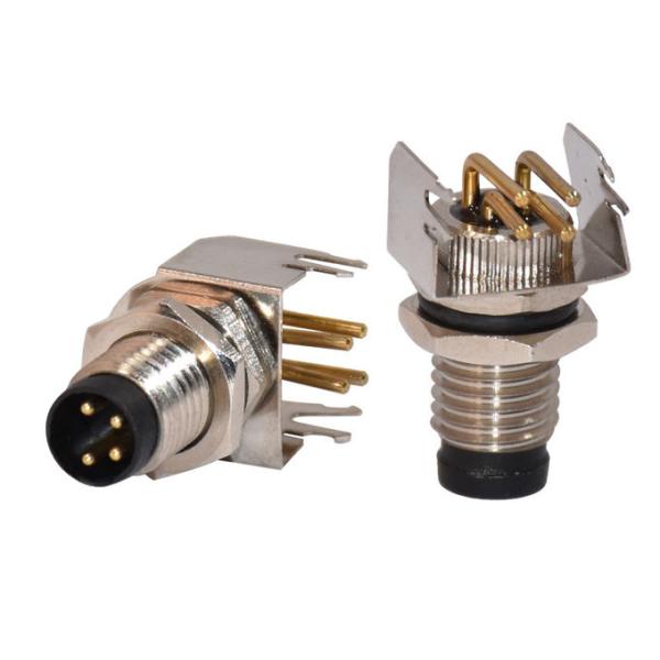 Rigoal M8 Waterproof Connector 90 Degree 4 Pin Panel Mount Connector