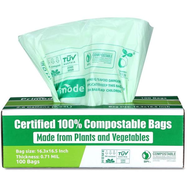 Quality 2.6 Gallon Trash Biodegradable Packaging Bag 100% Compostable for sale