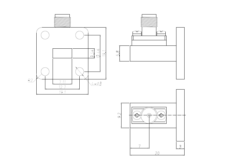 Wr90 Sma Right Angle Waveguide To Coax Adapters Launch Adapter 1.13-40ghz