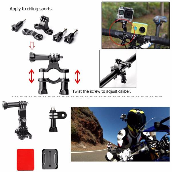 9 In 1 Go Pro Storage Bag Chest Strap Bicycle Bracket Kit Monopod For GoPro SJCAM SJ4000 SJ5000 Xiaomi Yi 4K