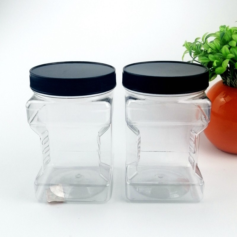 850ml Square Food Grade Gas Tight Wide Mouth Plastic Jar