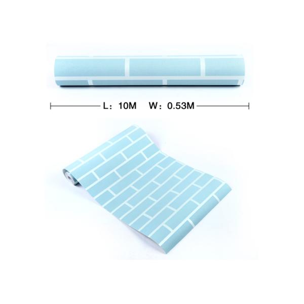 Blue Pre - Pasted Self Adhesive Wall Covering Non Woven / 3D Brick Wallpaper , CE Standard
