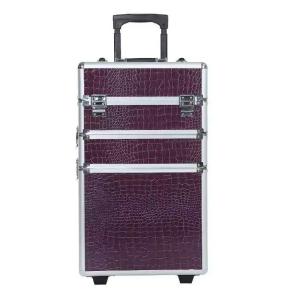Lockable Rolling Pro Makeup Case 4MM MDF With PU Leather Panel 360 * 245 * 705mm