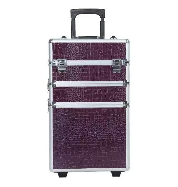 Quality Lockable Rolling Pro Makeup Case 4MM MDF With PU Leather Panel 360 * 245 * 705mm for sale