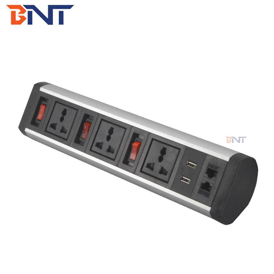 BNT manufactured product retractable power sockets clamped on table socket outlet with CE approved