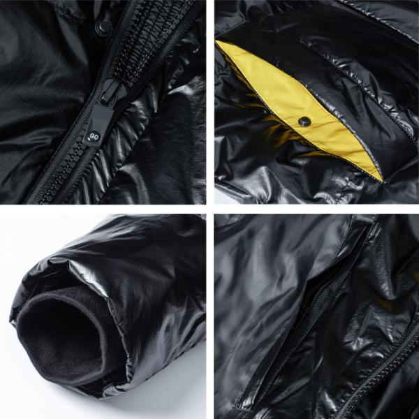 Material Oil Repellent Down Coat Black Windproof Jacket 46-54 Size
