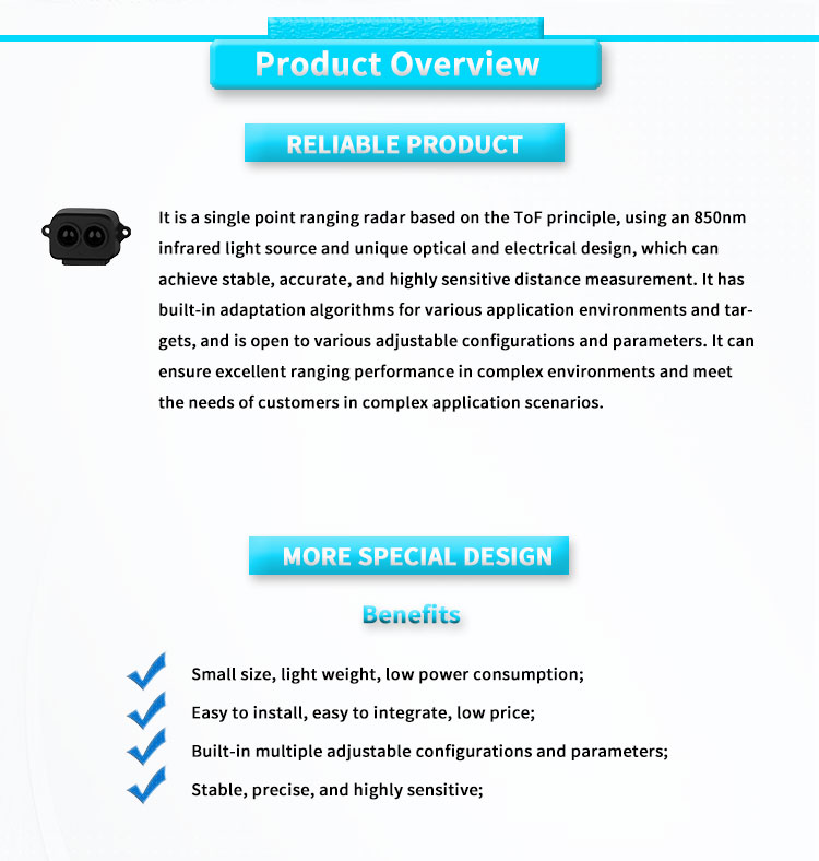 Mini Single Point Laser Ranging Sensor For Traffic Flow Statistics UBJG-01Y