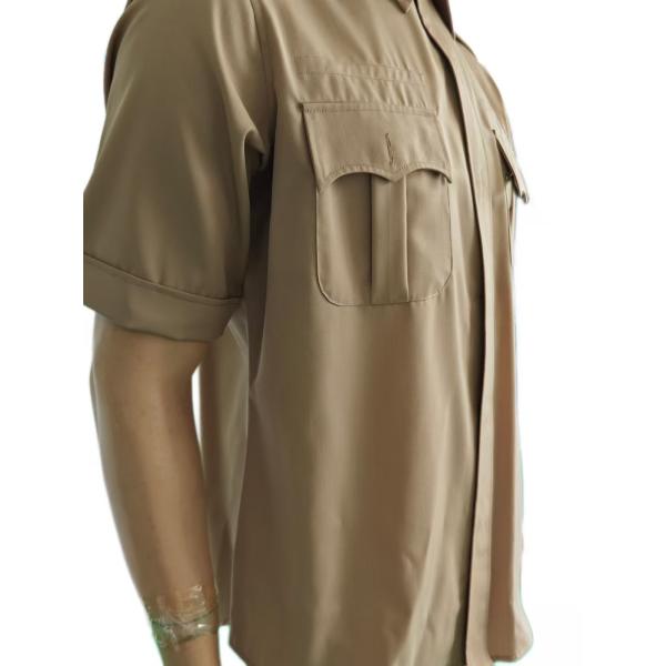 Security Uniform Tactical Khaki Uniform Set With Short Sleeve Straight Leg 45 Wool 55 Polyester Blend For Men Security Personnel