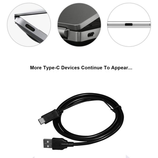 USB A to Type C Fast Charging Cable 1m Black White