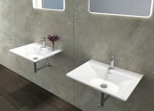 Rectangular Wall Hung Cloakroom Basin Single Hole Faucet Mount