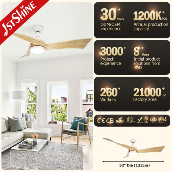 ceiling fan 230V Solid Wood Blades 3 Color LED Dimmable Ceiling Fan With Remote Control