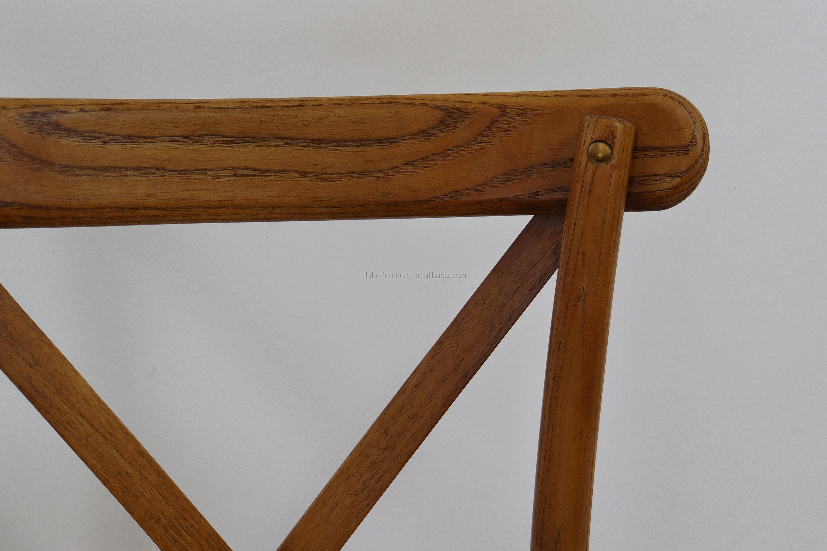 Folded Nordic Modern Rattan Cross Back Solid Wood Wedding Wooden Chair for Banquet Y Mail Packing