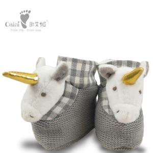 China 8 X 9cm Plush Baby Shoes Unicorn House Shoes EN71 ODM on sale
