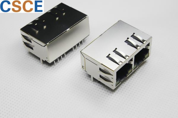 Quality 1 X 2 Port RJ45 Network Jack , RJ45 With Integrated Magnetics 1000 Base Speed for sale