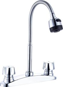 8 In 2 Handle Centerset Kitchen Faucet Flexible Spout Polished Chrome