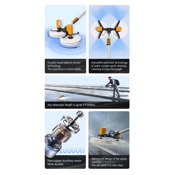 Double Head Solar Panel Cleaning Brush Telescopic Solar Panel Cleaning Brush