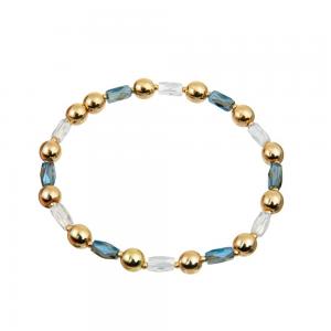 China 18.5cm Handmade Beads Bracelets , Hematite 6mm Gold Bead Bracelet on sale
