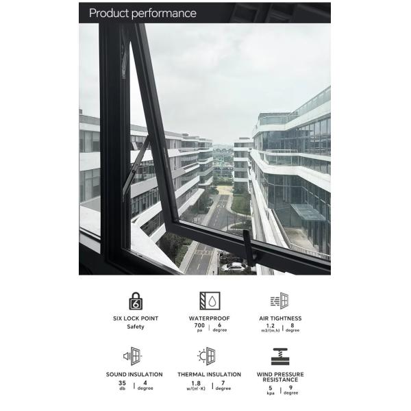 American Australian Standard Bathroom Awning Type Double Glazed Windows Aluminum Tempered Glass Awning Windows