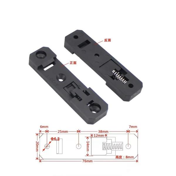 Black Width 20mm Plastic PA Universal DIN Rail Mount Clip PCB Circuit Board
