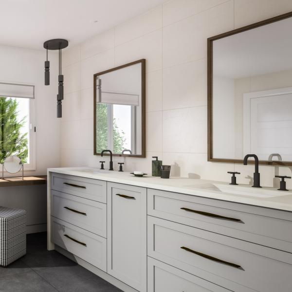 Wooden Floor Mounted Lacquer Bathroom Vanity Units Light Grey Shaker 72 Inch Double Mirror