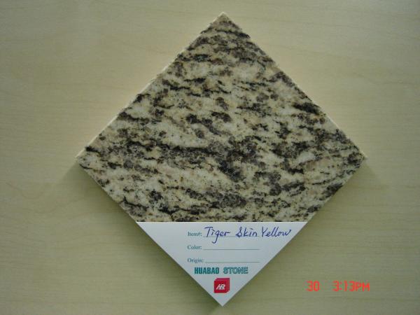 Quality Tiger Skin Yellow Granite Stone Slab Tiles Tops Stairs Steps Flooring Wall for sale
