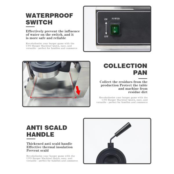 Temperature Range 50-300C Ice Cream Burger Machine Custom Mold Ufo Burger Maker Machine