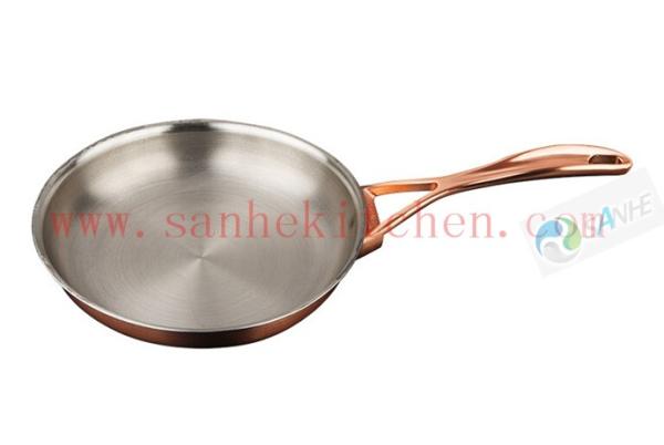 Quality Frying pan with material titanium and copper claded ,thickness 1.5mm and diamter 20cm for sale