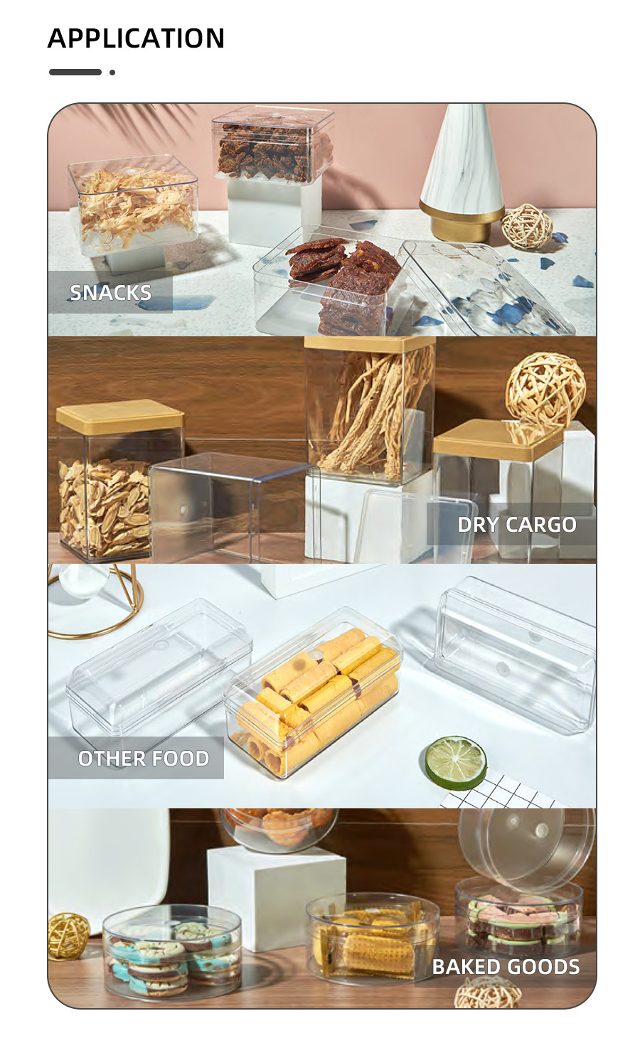 Rectangular Food Customize Packing Boxes PET Biscuits Candy Storage Box