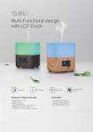 300ML Wood Grain Aromatherapy Diffuser With LCD Clock