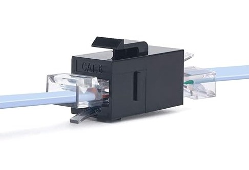 Cat6 Rj45 Inline Keystone Coupler Unshielded Slim Type Black ABS PC Housing Material