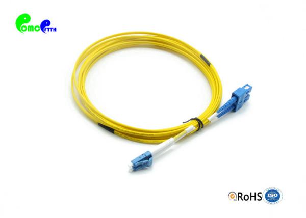 Quality 10M LC UPC to SC UPC Single Mode Fiber Patch Cable Duplex LSZH Yellow Zipcord Patch Cord for sale