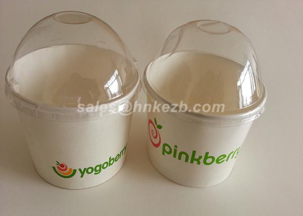 Quality White Disposable Ice Cream Cups With Lids And Spoon For Frozen Yogurt for sale