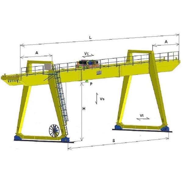 15t working duty A8 Double Girder Goliath Crane Rail Mounted