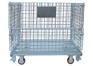 Buy cheap 6 Inch Stackable Folding Wire Container With 4 Swivel Caster Zinc Plated product