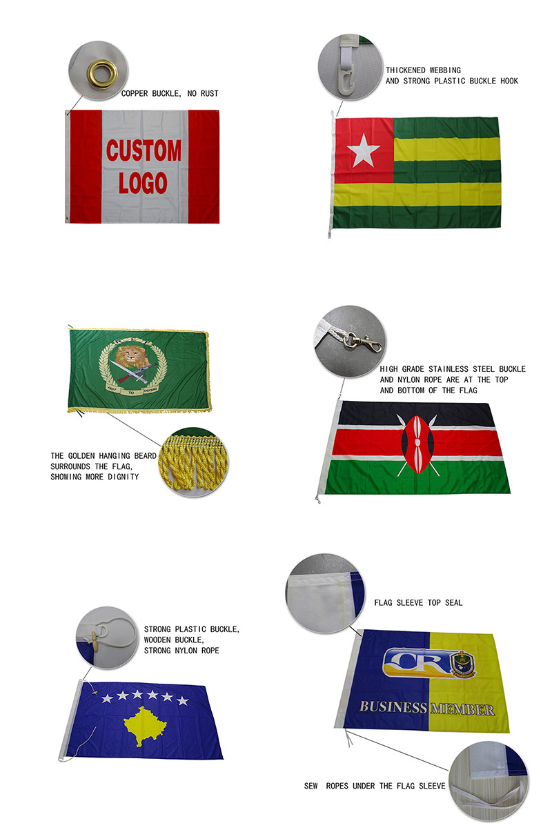Silk Screen Printed Polyester Flag Promotional Customized 3x5ft Flag