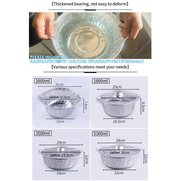 5300ml Disposable Cooking Pie Pot Large Aluminum Foil Pot Round Baking Container For Hot Pot